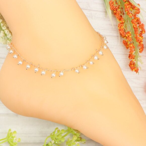"Handmade Anklet – Elegant & Delicate Jewelry for Women | UNVRC1721 - Picture 9 of 10